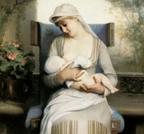 Леви Молодая мать, кормящая ребенка