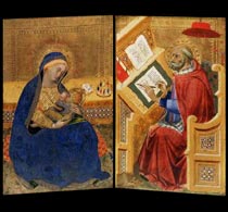 Бенедетто ди Биндо Дева Мария с младенцем и святой Иероним, переводящий евангелие