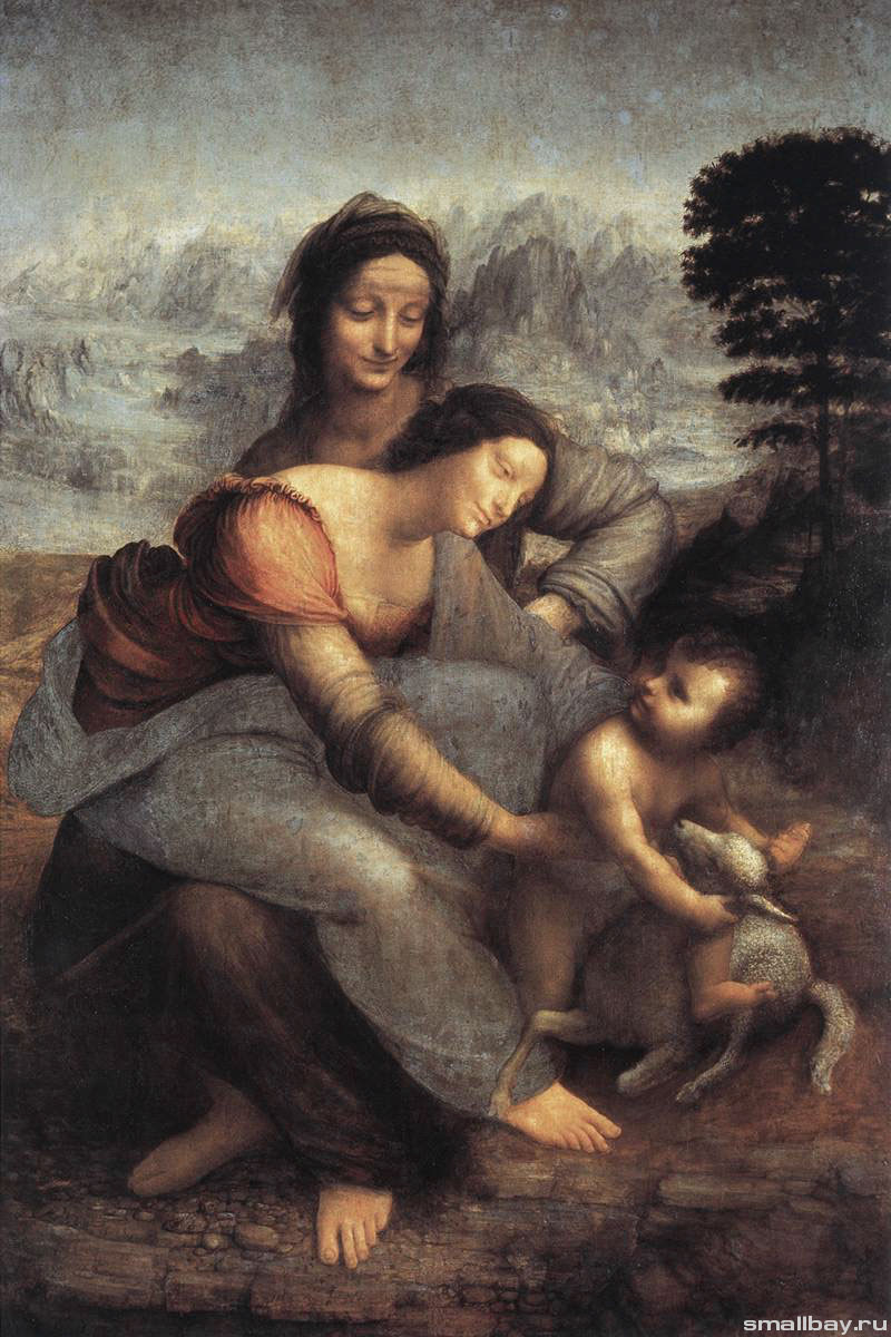 Леонардо да Винчи Святая Анна и Мария с младенцем Христом